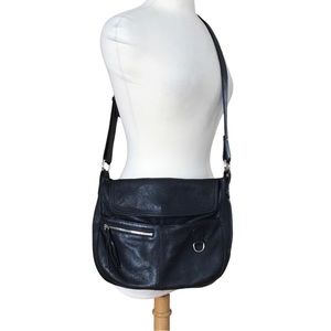 Furla Black Leather Saddle Crossbody Bag
